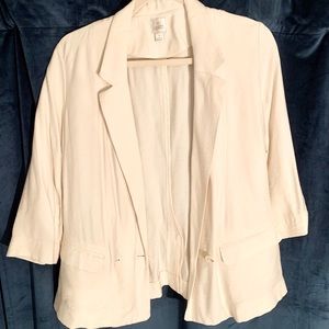 Cream 3/4 sleeve blazer size L